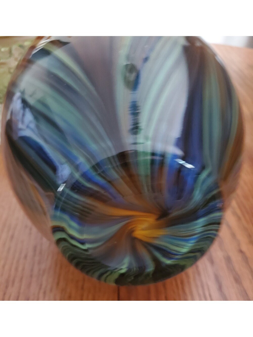 Murano? 22" Cased Glass Peacock Feather Pulled Vessel